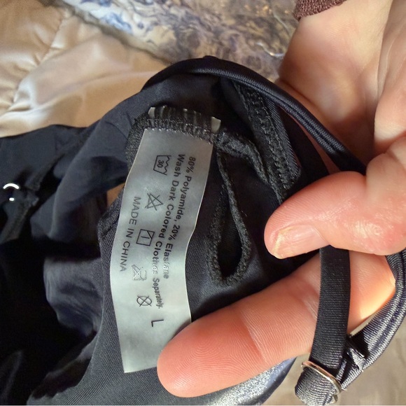 Black Plunge One-Piece Swimsuit - Picture 4 of 4